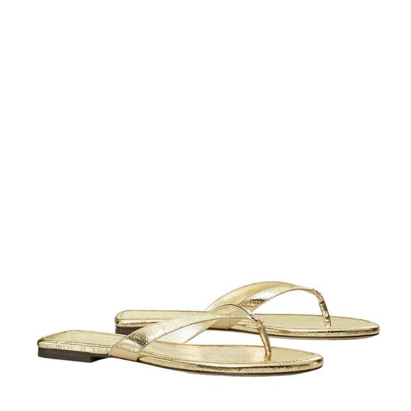 NEW TORY BURCH classic flip flop in spark gold - Picture 3 of 5